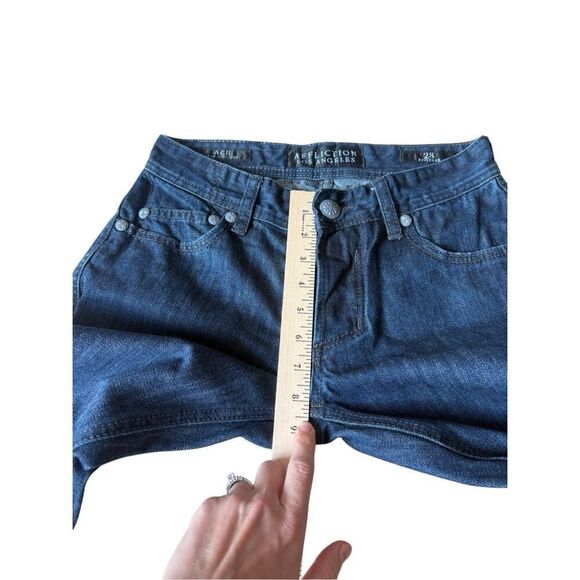 Affliction Jeans Mens 28x30 Blue Ace Slim Straight Button Fly Wrinkle Rinse Wash - Picture 5 of 9